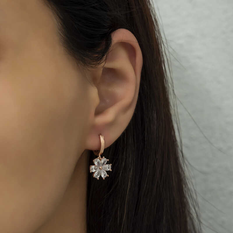 Silver White Flower Women’s Earrings