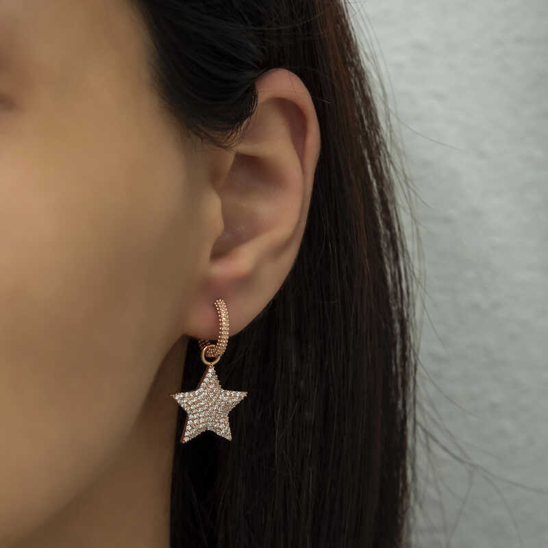 Silver Hoop Star Women’s Earrings