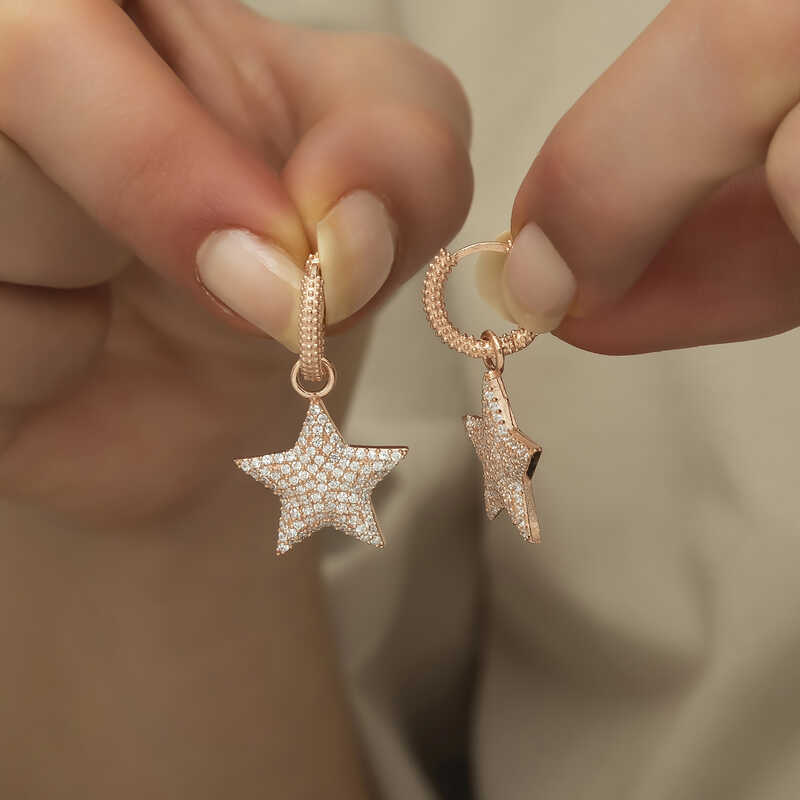 Silver Hoop Star Women’s Earrings