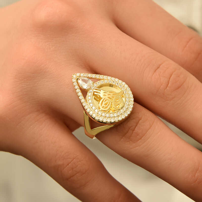 Silver Gold Tughra Women’s Ring