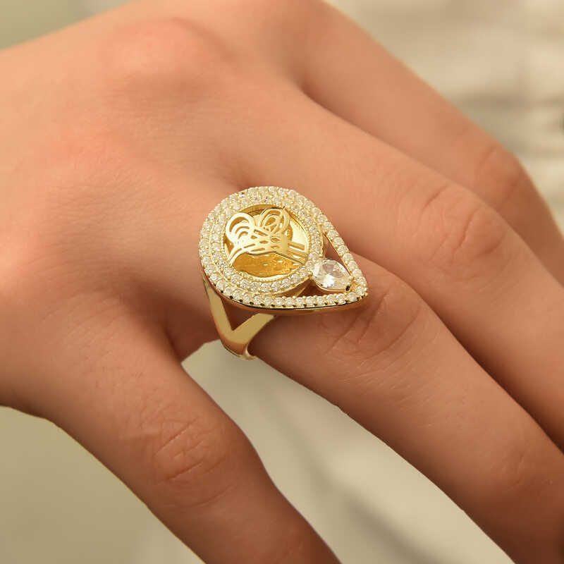 Silver Gold Tughra Women’s Ring