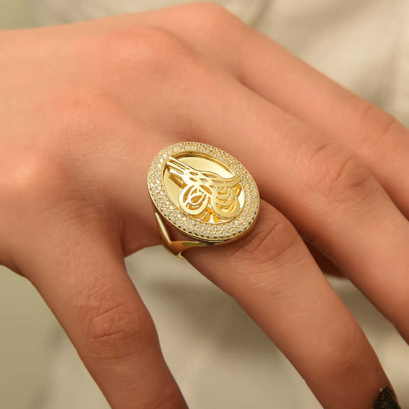 Silver Gold Tughra Women’s Ring