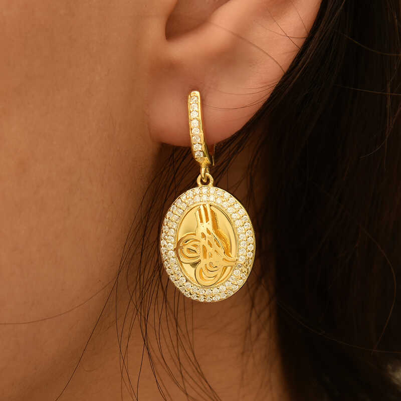 Silver Tughra Oval Women’s Earrings