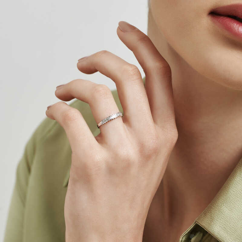 Silver Row Baguette Stone Women’s Ring