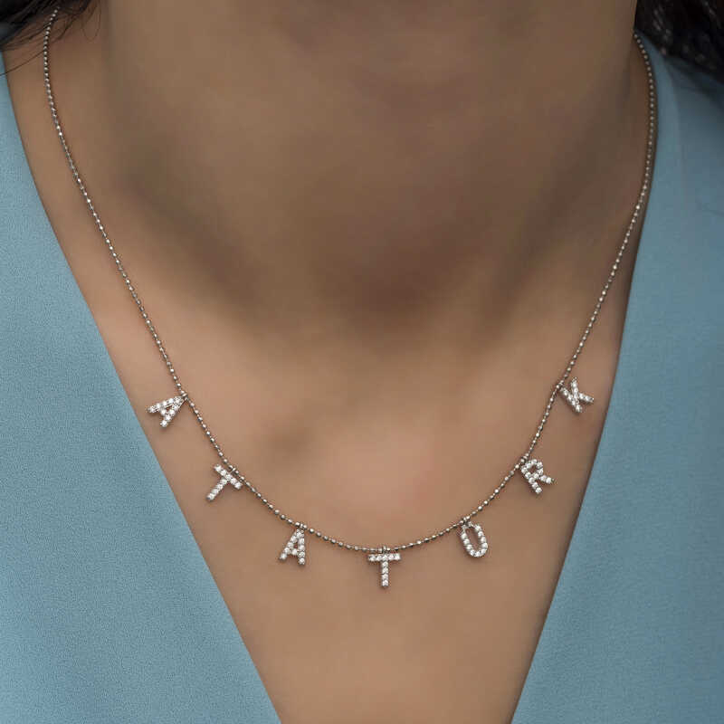 Silver Ataturk Written Women’s Necklace
