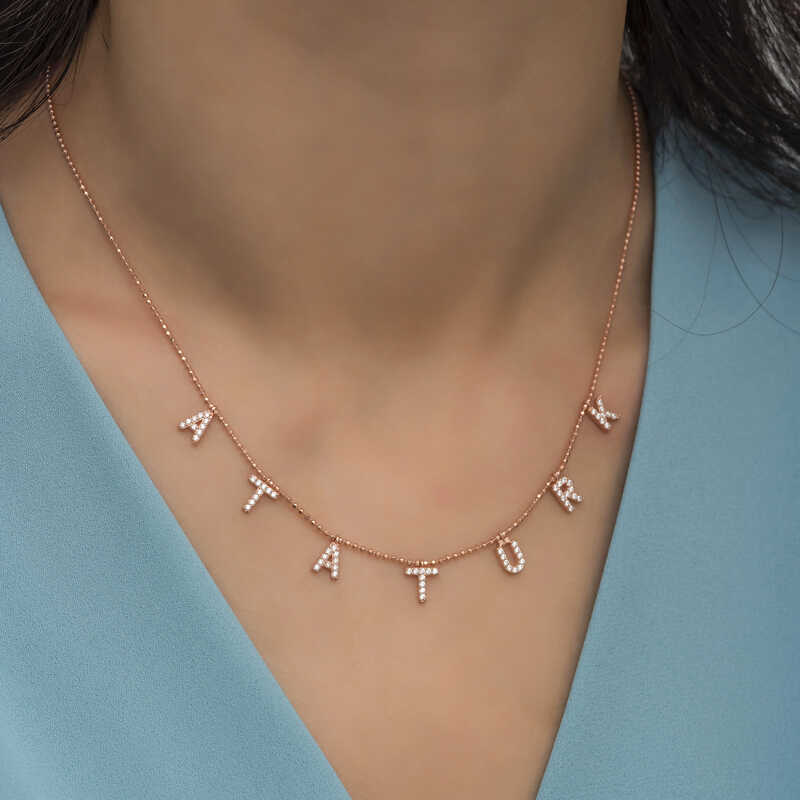 Silver Rose Atatürk Written Women’s Necklace
