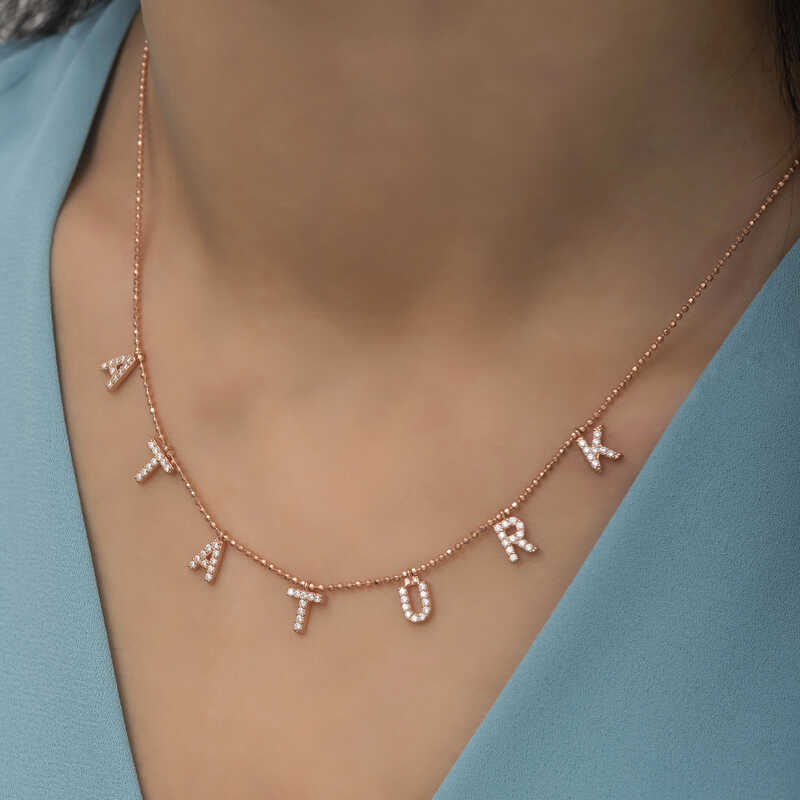 Silver Rose Atatürk Written Women’s Necklace