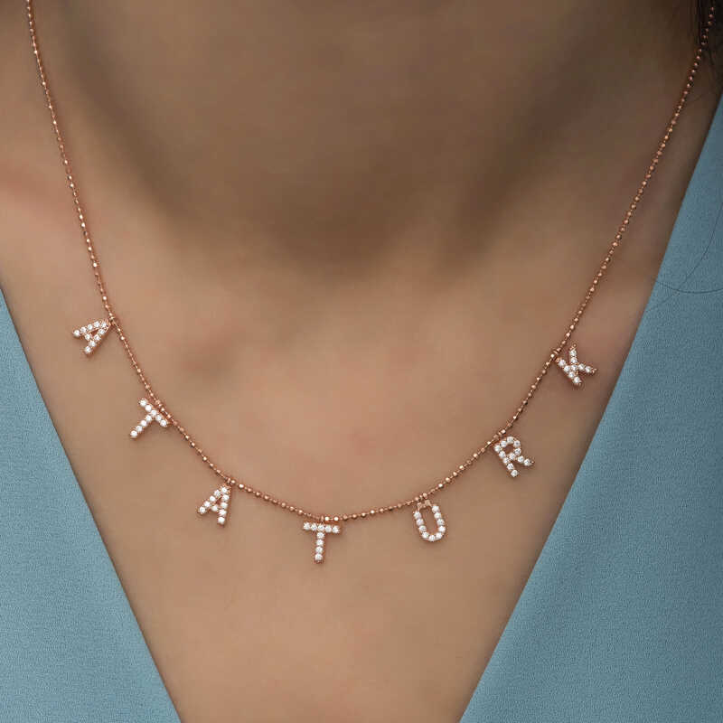 Silver Rose Atatürk Written Women’s Necklace
