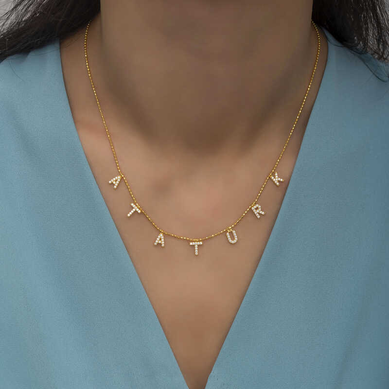 Silver Gold Atatürk Written Women’s Necklace