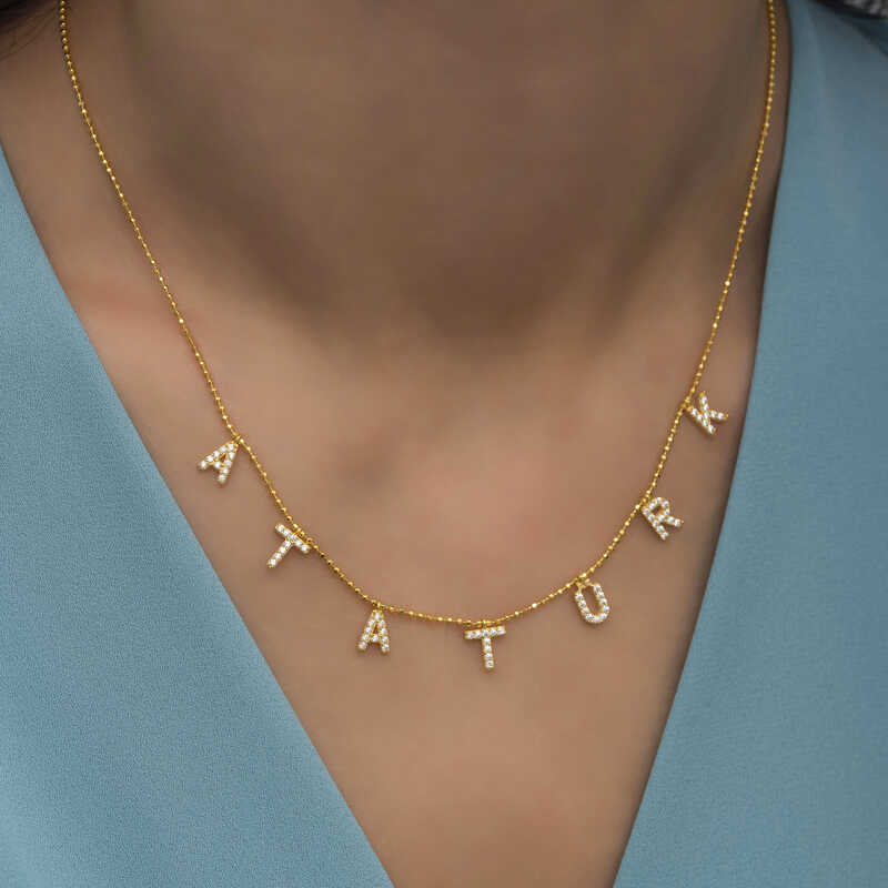 Silver Gold Atatürk Written Women’s Necklace