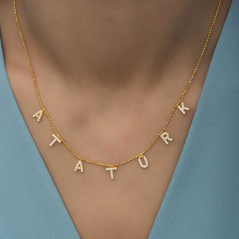 Silver Gold Atatürk Written Women’s Necklace