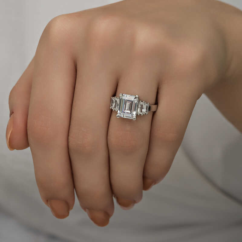 Silver White Baguette Stone Women’s Ring
