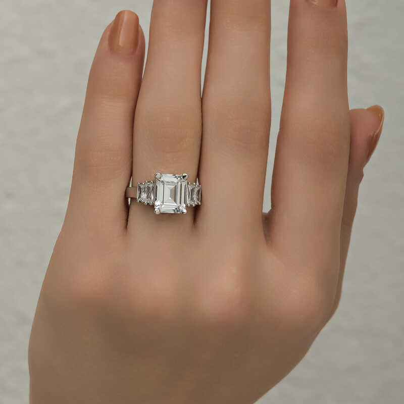 Silver White Baguette Stone Women’s Ring