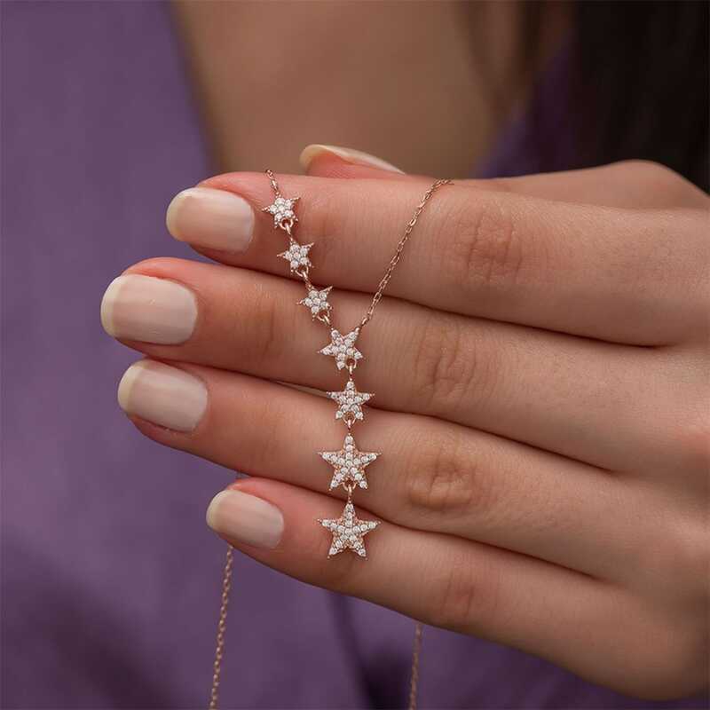 Silver Rose Shooting Stars Women’s Necklace