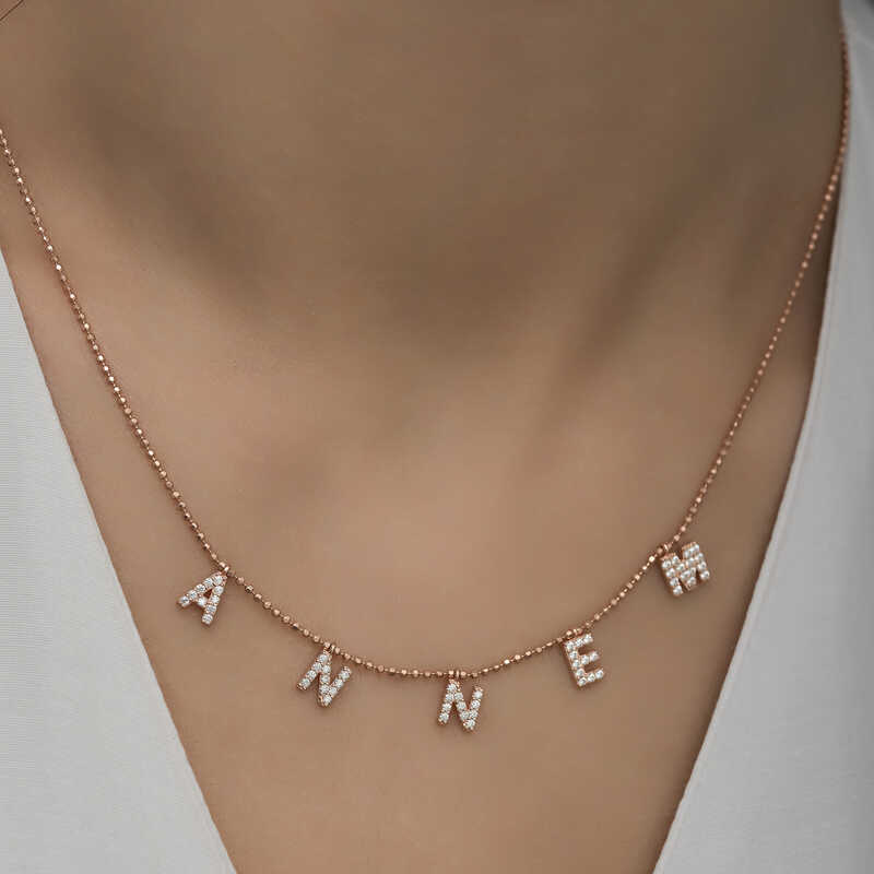 Silver Rose Necklace with My Mother Written