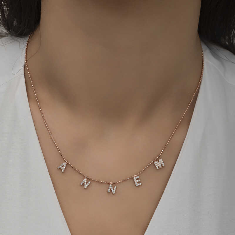 Silver Rose Necklace with My Mother Written