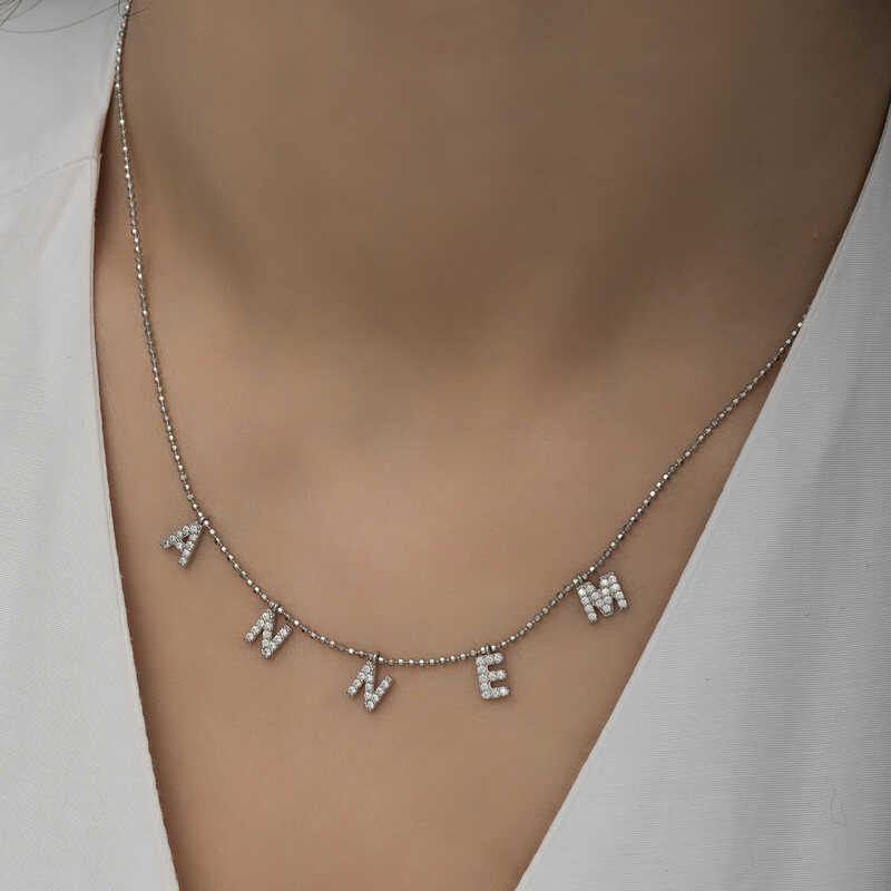 Silver Necklace with My Mother Written