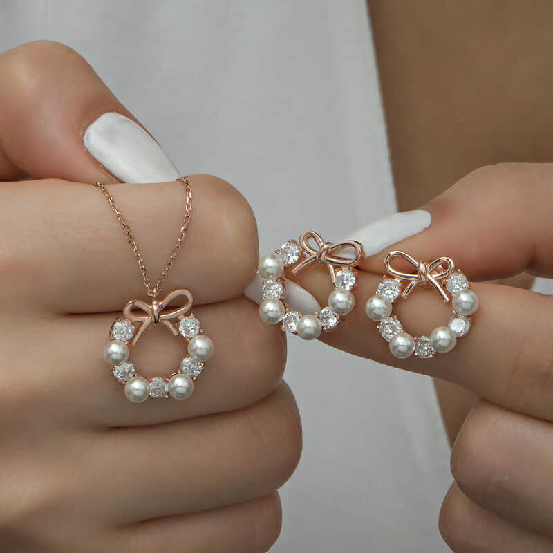 Silver Pearl Ribbon Women’s Set