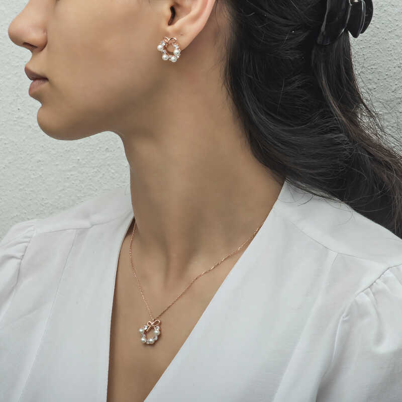 Silver Pearl Ribbon Women’s Set