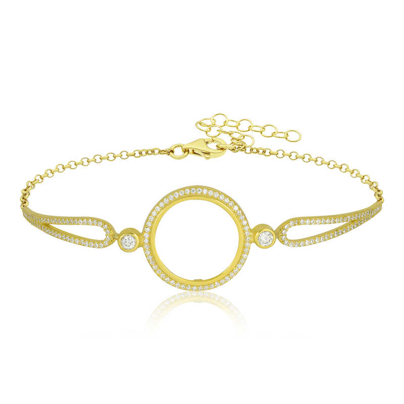 Gold Plated Women’s Bracelet with Silver Quarter Attachment