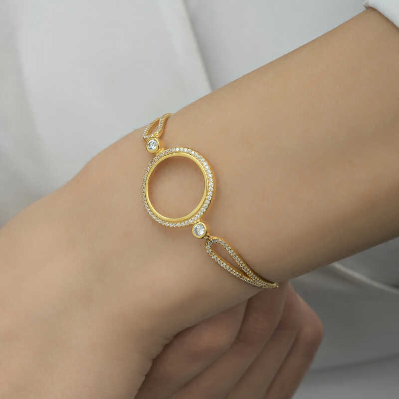 Gold Plated Women’s Bracelet with Silver Quarter Attachment