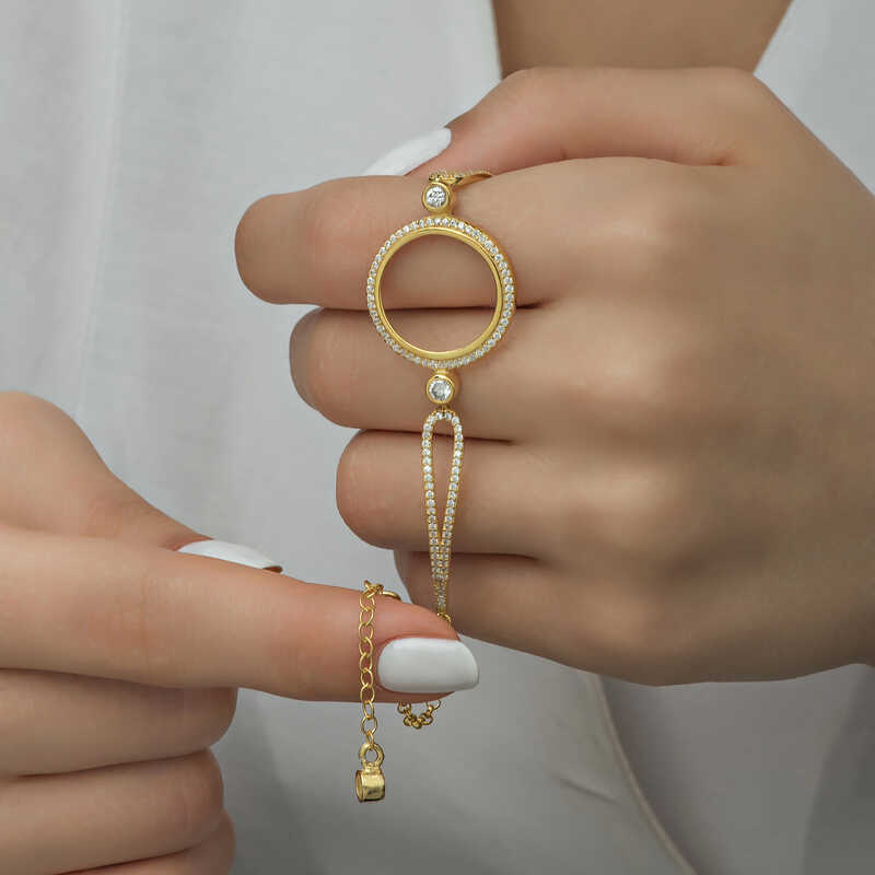 Gold Plated Women’s Bracelet with Silver Quarter Attachment