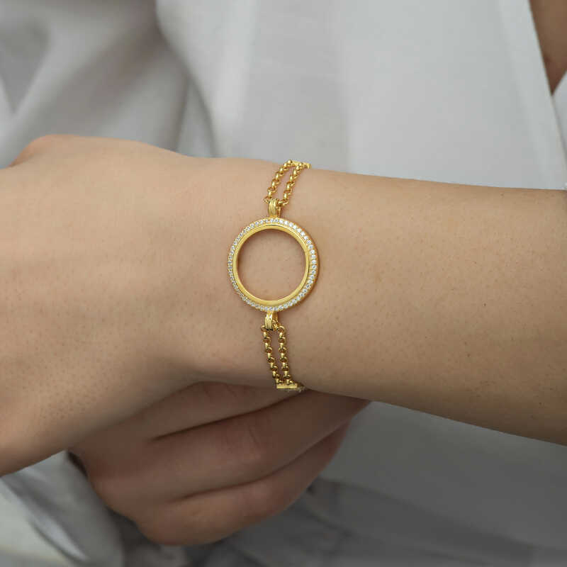 Gold Plated Women’s Bracelet with Silver Quarter Attachment