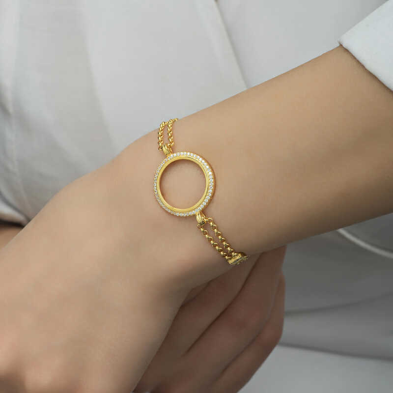 Gold Plated Women’s Bracelet with Silver Quarter Attachment