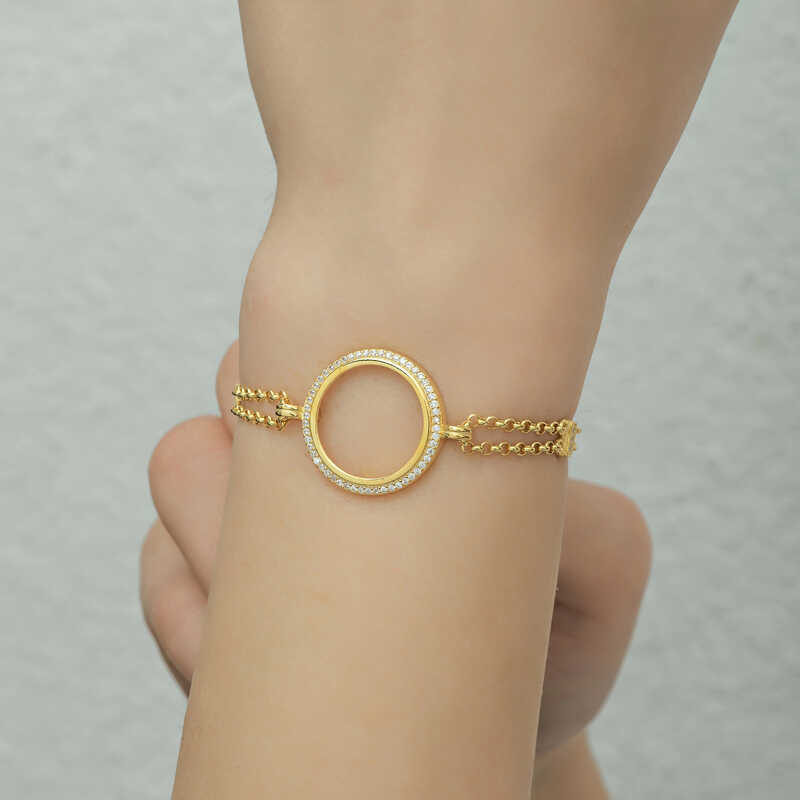 Gold Plated Women’s Bracelet with Silver Quarter Attachment