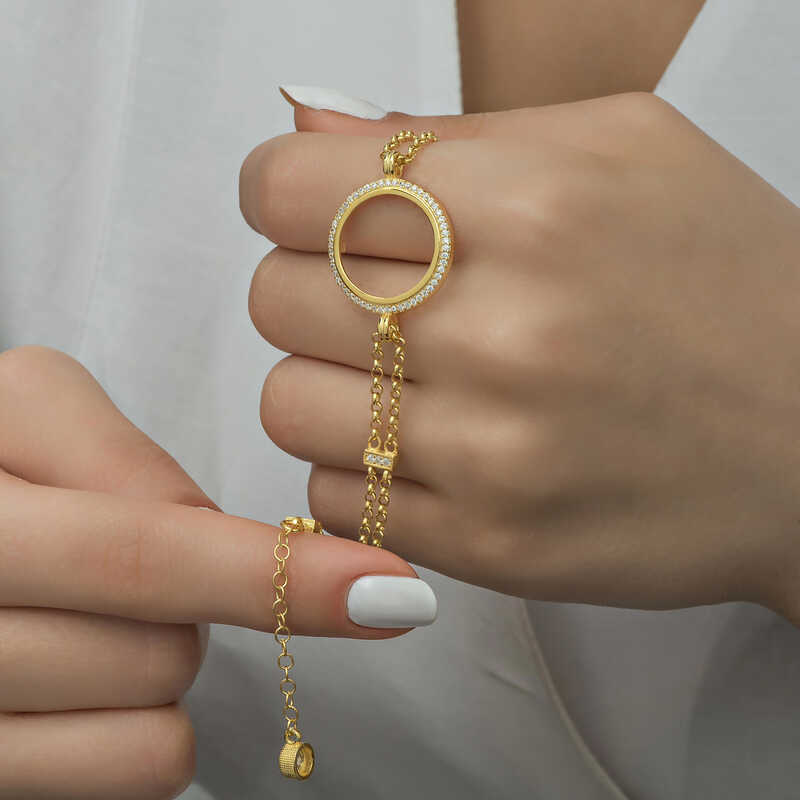 Gold Plated Women’s Bracelet with Silver Quarter Attachment