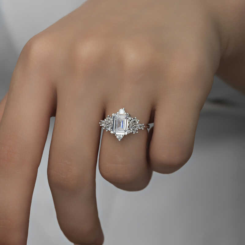 Silver White Baguette Stone Women’s Ring