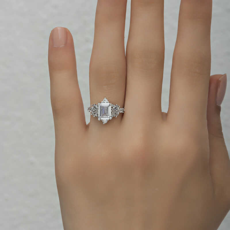Silver White Baguette Stone Women’s Ring