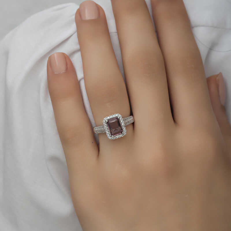 Silver Purple Baguette Stone Women’s Ring