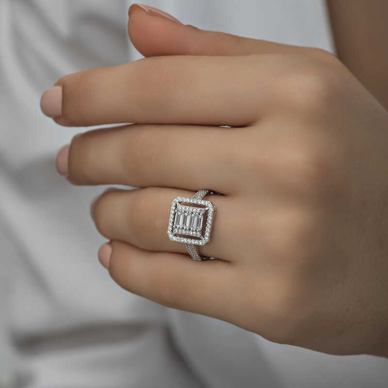 Silver Baguette Cut Women’s Ring