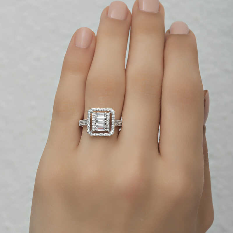 Silver Baguette Cut Women’s Ring