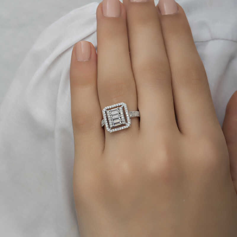Silver Baguette Cut Women’s Ring