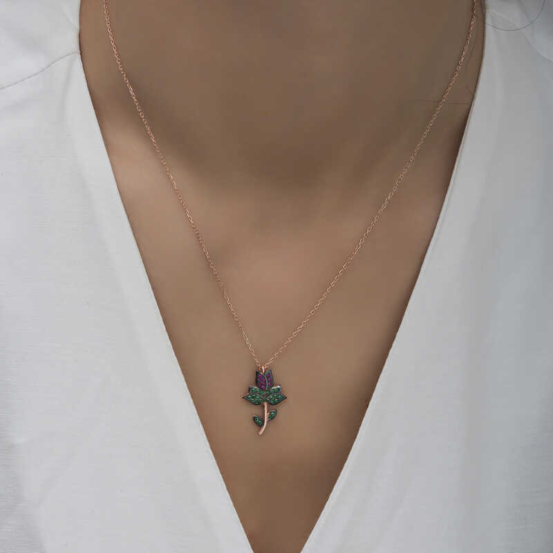 Silver Rose Tulip Women’s Necklace