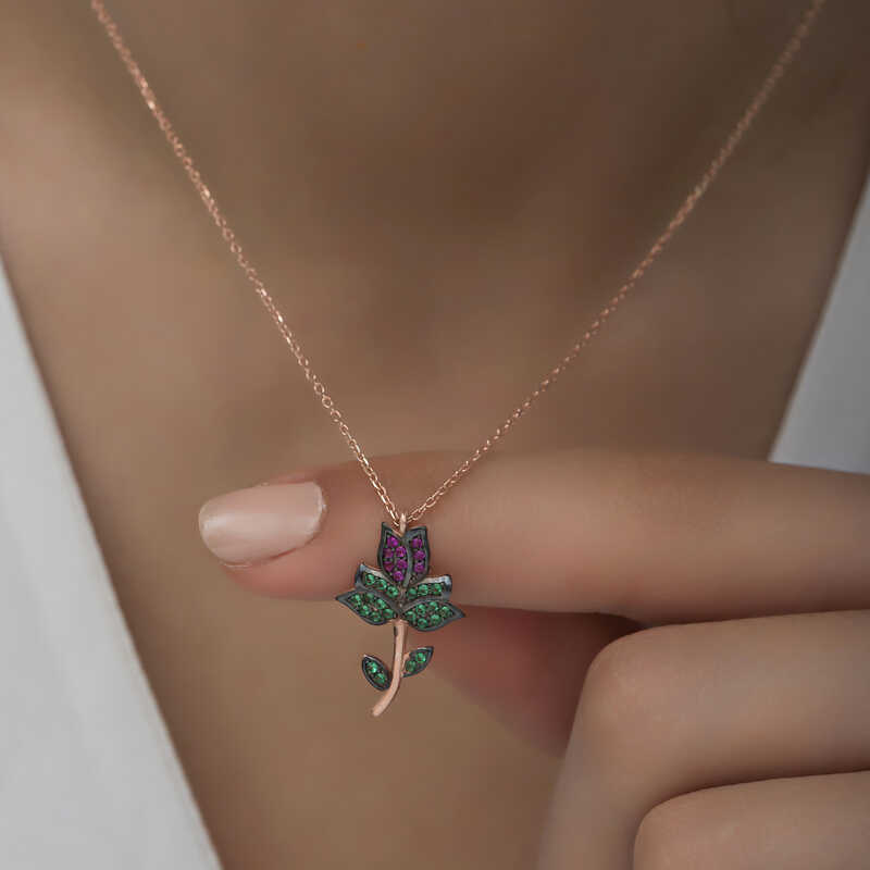 Silver Rose Tulip Women’s Necklace