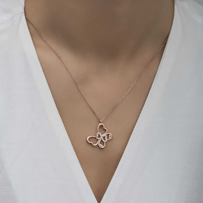 Silver Rose Infinity Butterfly Women’s Necklace