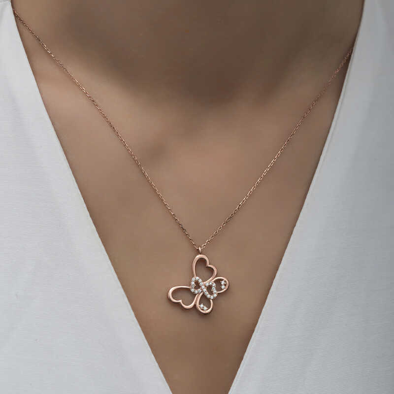 Silver Rose Infinity Butterfly Women’s Necklace