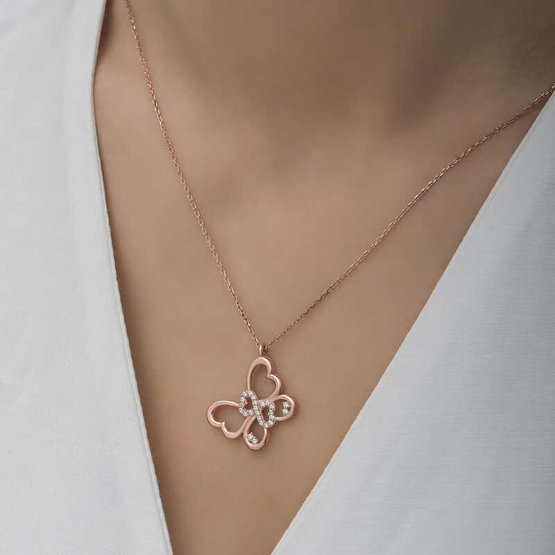 Silver Rose Infinity Butterfly Women’s Necklace