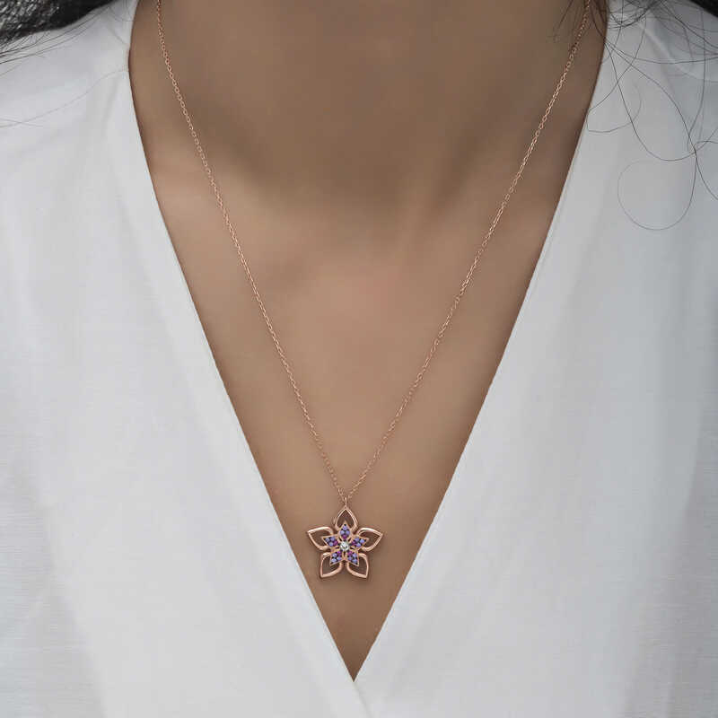 Silver Rose Flower Women’s Necklace