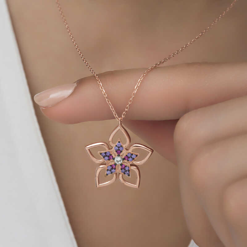 Silver Rose Flower Women’s Necklace