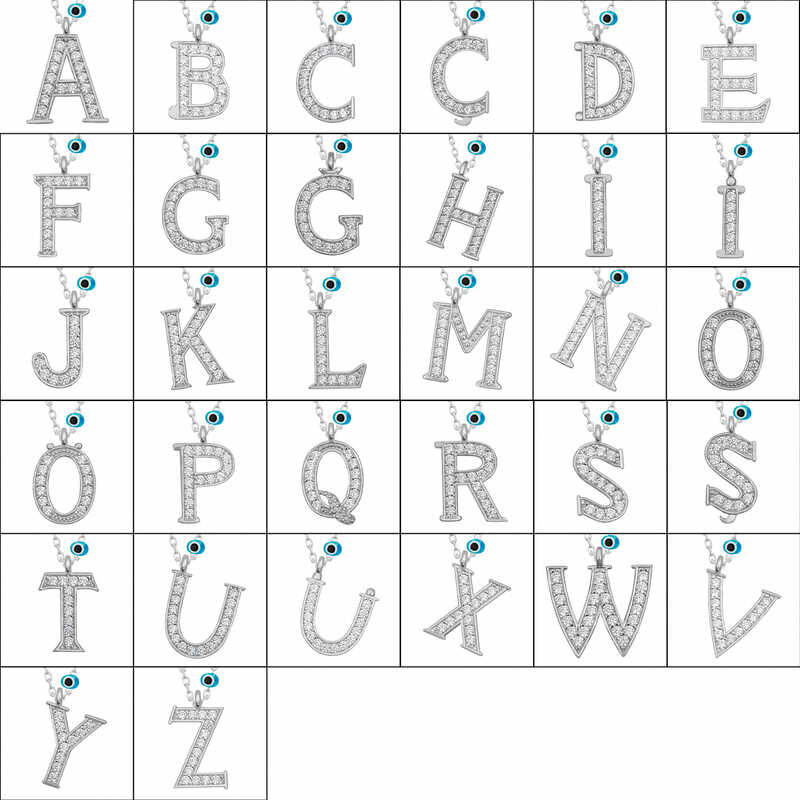 Silver Evil Eye Rhodium Letter C Women’s Necklace