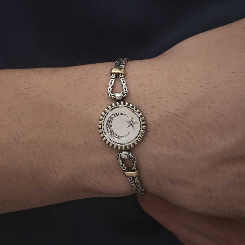 Silver Crescent Star Men’s Bracelet