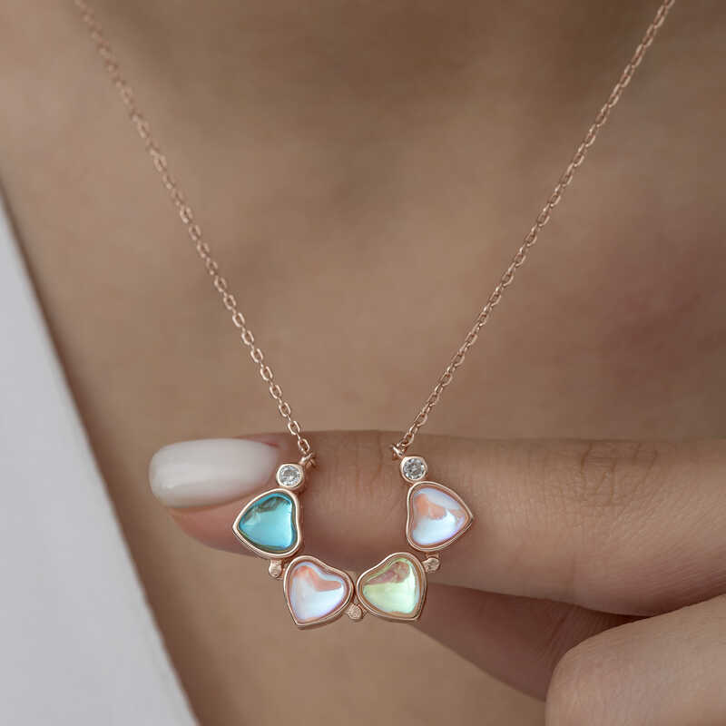 Silver Rose Colored Openable Clover Women’s Necklace