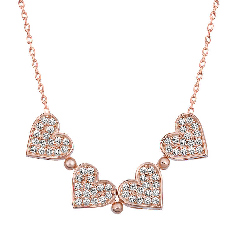 Silver Rose Heart Openable Clover Women’s Necklace