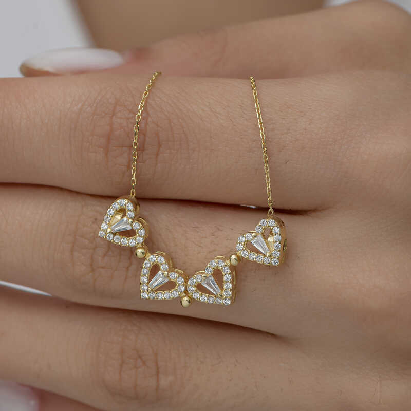 Silver Gold Heart Openable Clover Women’s Necklace
