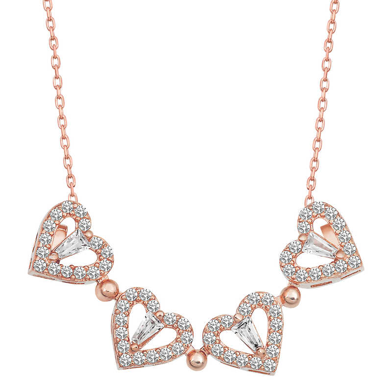 Silver Rose Heart Openable Clover Women’s Necklace