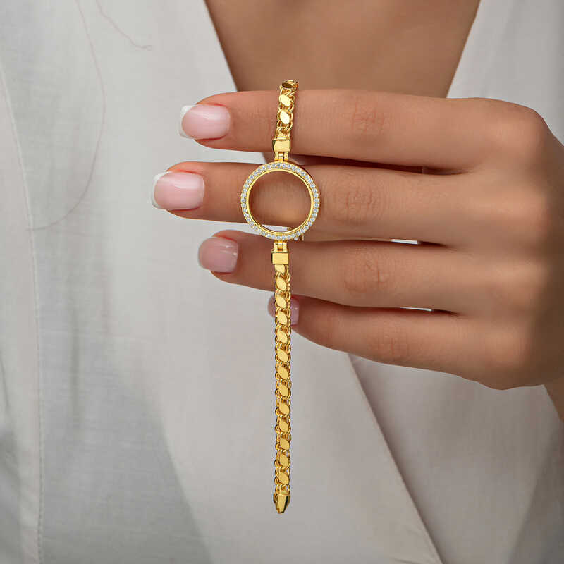 Gold Plated Women’s Bracelet with Silver Quarter Attachment